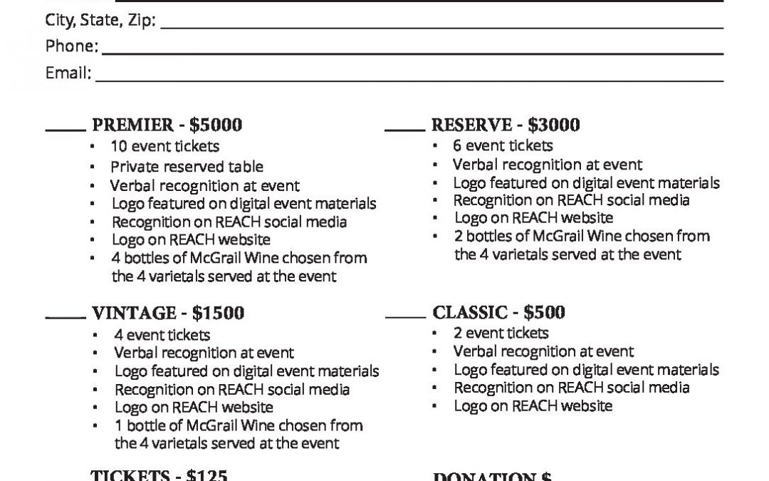 REACH 2023 Sponsorship Form w fillable fields | REACH